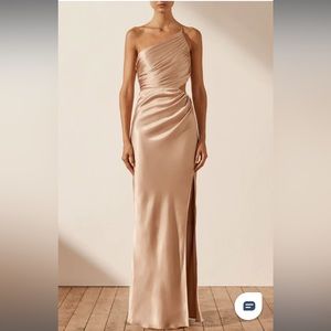 Shona Joy La Lune Asymmetrical Gathered Maxi Dress- Desert Rose